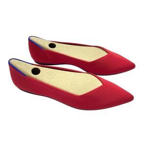 NEW Rothy’s Flame The Point Flats 8 W Red Pointed Toe Soft Flexible Washable